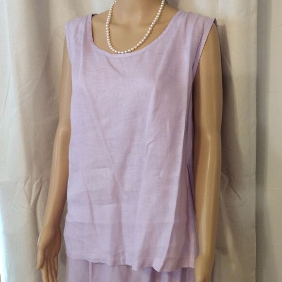 Rose Women's Size M or S Lavendar Purple Linen Skirt, Tank, And Button up Set - Picture 5 of 11